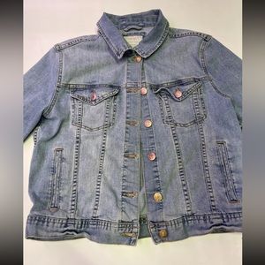 Forever 21 Denim Button Up Jean Jacket Women's Sz S Small Blue Long Sleeve